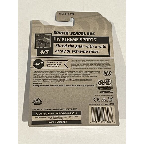 Hot Wheels Surfin' School Bus Extreme Sports 2021 4/5 Diecast Car 1:64 - Picture 3 of 9